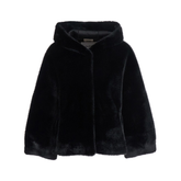 Navy Hooded Faux Fur Jacket